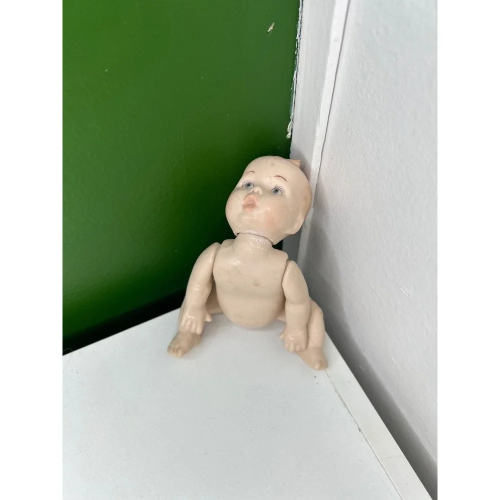 Vintage Miniature Bisque Porcelain Baby Doll Jointed Movable Arms Legs 4 Inch